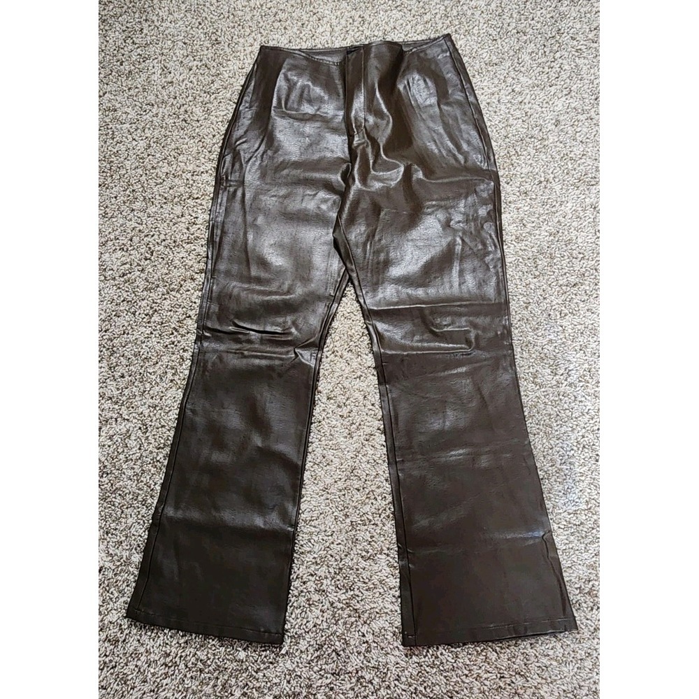 Mossimo Y2K Faux‎ Leather Brown Flare Leg Pants Size 8 30x29